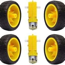 SP Electron DC Bo Motor 3-6V Dual Shaft Geared TT Magnetic Motor with Toy Car Tire Wheel, Mini Smart RC Car Robot (4 Wheel + 2 Gear Motor)-image-44