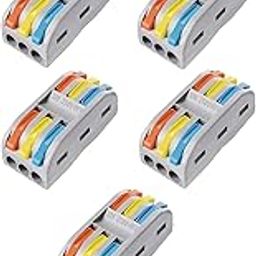 Besillia 5pcs PCT3-3 Fast Wiring Connector 3-in 3-Out Electrical Cable Docking Terminal Wire Conductor Quick Splice Terminal Blocks Wire Connecting (Color)-image-96