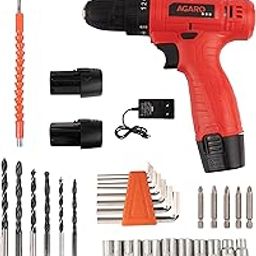AGARO CD 2102 Cordless Screw Driver/Drill, 12 Volts, 2 Speed, Forward and Reverse, Extra 32 Accessories, Battery,Adapter, Home DIY And Professional Use, Red & Black-image-12