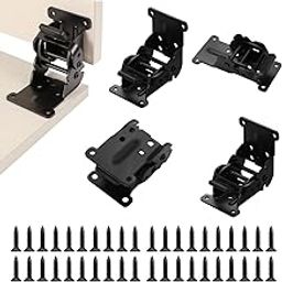 Serplex® 4pcs Folding Table Legs Bracket with Screw Set, Lock Extension Support Bracket Folding Table Metal Hinge with Self Lock, Foldable Hinges for Tables, Workbench, Chair, Furniture, Beds-picture-8