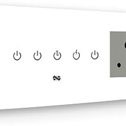 IOTICS Smart Wifi Switch Board: 4 x Switch & 1 Smart Plug Module. Touch Control, Remote, App Control. Voice Control with Alexa & Assistant. Smart Touch Switch Board For Home Automation (White)-99