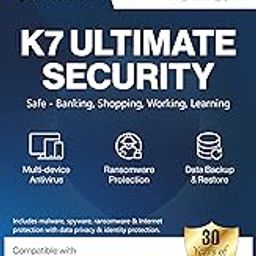K7 Security Antivirus Software 2023 | 2 Devices, 1 Year| Threat Protection ,Internet Security, Data Backup ,Mobile Protection |Windows Laptop, Pc, Mac, Phones, Tablets| Email Delivery In 2 Hours-86