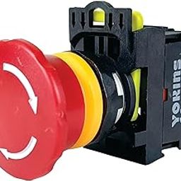 Yokins Emergency Stop Push Button, EB2M-A-01-ZS, 22mm Red color with auto lock on push & twist to release with 1NC (copper & silver contacts)-10