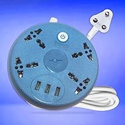 Pick Ur Needs Extension Cord/Board/Switch/Power Strip with Charging Ports and 4 Socket -10 Amp Heavy Duty for Multiple Devices Smartphone Tablet Laptop (Blue)-picture-21