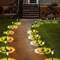 AAOVEFOX Solar Outdoor Pathway Light Waterproof Garden Light Stainless Steel LED Solar Garden Lights for Patio, Lawn, Yard and Landscape, Cold White (10)-image-0