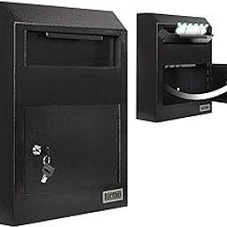 DuraBox Wall Mount Locking Deposit Drop Box Safe (W500) … (Black)-21