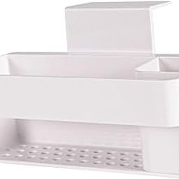 UJEAVETTE Multipurpose Sink Organizer Rack with Suction Cup Brush Holder for Kitchen-image-1
