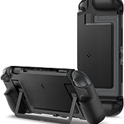 Spigen Dual Grip for Switch 2 (2025) Case with Built in Kickstand, Dock Compatible TPU Cover - Black-picture-1