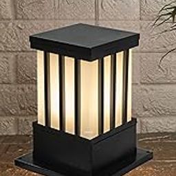 RBSK with Bulb Metal and Glass Gate Light Waterproof Pillar Lamp Outdoor Decor Garden Lighting Pole Mount Exterior Fixture for Home Entrance Patio Compound Boundary (Jail) (Pack of 1)-image-50