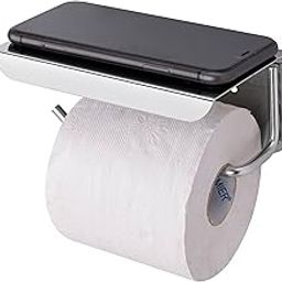 ACHRO Self Adhesive and Wall Mount Stainless Steel Toilet Paper Holder with Mobile Stand, Wall Mounted Tissue Paper Holder with Shelf, Toilet Paper Roll Holder for Bathroom with Nickel Chrome-image-29