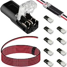 DAOKAI 10pcs Double Wire Plug Connector 2 Pin Push Type Design Connectors with Lock Buckle Quick Connect Low Voltage Wire Connectors-19