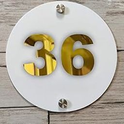 Room Number Plate No 36 | Mirror Gold with White Acrylic Number Plate with Double Side Tape On Backside-picture-2
