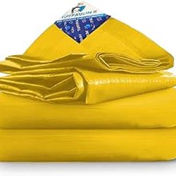 TUFFPAULIN 12FT X 12FT 120 GSM Yellow Tarpaulin Tirpal Tadpatri Tharpai Thadika, Extra Strong, Reinforced Eyelets, UV Resistant, 100% Waterproof Virgin, 6 Layer MLCL 3D Rib Technology-1 No.-image-42