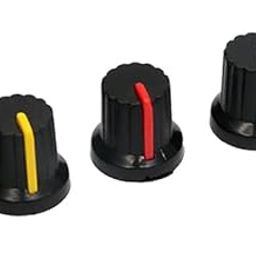 Electronic Spices 25 Pcs 6mm Shaft Rotary Volume Control Plastic Potentiometer Knob Hole Dia Threaded Knurled Potentiometer Knobs Caps (5Pcs Each))-84