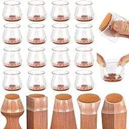4 PCS Clear Chair Floor Protectors, Silicone Felt Furniture Leg Pads Caps Covers for Hardwood Floors | Chair, Stool Table Covers (Large)-16