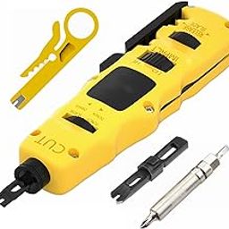 Yankok [Multi-Function Punch Down Tool] with 66/110/88 Blade and Screwdriver, Built-in Swing-out Hook, Spudger and Stripper Tool, Adjustable Impact Force Setting (Lo/Hi) Cuts and Terminates Cables-image-59