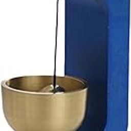 Wooden Door Chime with Brass Bell, Magnetic Doorbell, Shopkeepers bell,trending japanes door bell Blue color wood stand and brass bell 7.5 cm height and 5 cm width-image-36