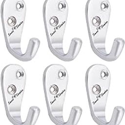 SMART SHOPHAR Aluminium Alloys Single Jack(J) Wall Hook 1 Leg Silver, Pack of 6 / Heavy Duty J Hook for Hanging Keys, Cup, Coat, Hat, Kitchens Towel, Bathroom, Office/Screws with Plastic Plugs-image-24