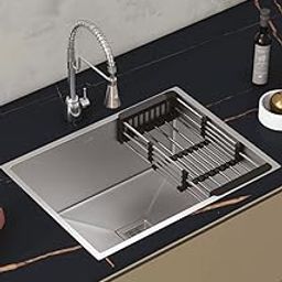 HAPPY HOMES Modular Kitchen Sink (24X18X10 Inch), Matte Satin Finish 304 Grade Stainless Steel with Nanocoated Undercoating |Square Coupling and Metal Fruit Basket | 7 Years Warranty|-15