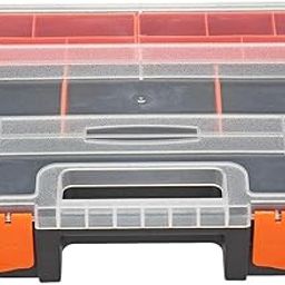 GLIVE (LABEL) Multi Compartment Box Tool Organiser Box Empty Stackable Multi Utility Storage Durable Plastic for Wrench Screwdriver Sockets Screw and Small Tools Plastic Storage Box-8