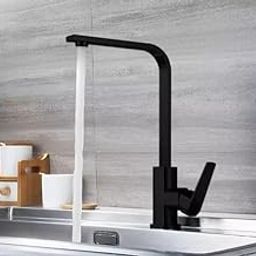 FLOWLET Kitchen Mixer | Single Lever Sink Mixer With 360 Degree Swivel Spout | Faucet | Tap for Sink (Black)-6