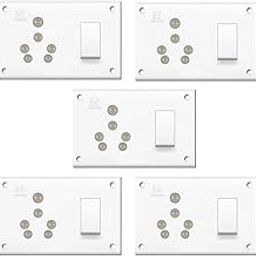 WESTERN ECO 16A. 3 in 1 Switch Socket Combined (Polycarbonate) (Pack of 5)-16