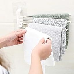 Tanna Enterprise Stainless Steel 4 Bar Towel Rack for Bathroom Towel Holder for Kitchen Towel Hanger Stand for Wash Basin - Self Adhesive(Pack of 1)-29