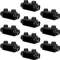 (10 Pack) OHLECTRIC Black Insulated Electrical Power in-Line Splice Connector - 2/0-6 Wire Range - 3/16 Hex Screw - Rugged Di-Electric Rubber/Vinyl Coating - Rated up to 600 Volts-1