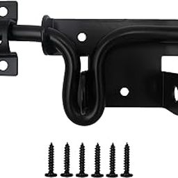 ZUIWAN Black Slide Bolt Gate Latch，Quality Steel Sliding Bolt Door Lock with Padlock Hole for Wooden/Iron Fence,Garage,Garden Shed Door,Deck Gate-picture-13