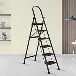 Plantex Steel Ladder for Home/Strong Foldable Wide 6 Step Ladder/Anti-Skid 6 Step Ladder - (Apex - Black)-image-71