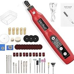 Verilux® 50Pcs USB Rechargeable Rotary Tool Kit, 3.7V Cordless Mini Drill Machine with LED Light, 5-Speed Adjustable Motor for DIY Engraving, Polishing & Soft Material Drilling, for Home Crafting-2