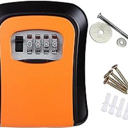 ATORSE™ Key Lock Box Portable Resettable Key Storage Box For Office Outdoor Realtors Orange-4