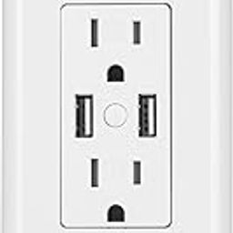 Wengart - BAA-032 USB WiFi Outlet, 2.4GHz, Compatible with Alexa and Google Assistant 125VAC 15A, Two USB Type-A Ports ETL Listed, White-image-46