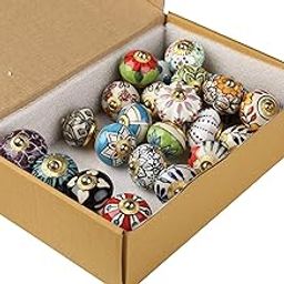SHRIYAM CRAFT Shriyam Ceramic Vintage Colourful Pottery Drawer Handle Door Knobs & Pulls for Cabinets Home Interior Decor Hardware (D-1.7" X H-2.5", 10, Multi Color)-image-23