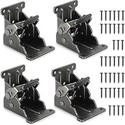 NICAVKIT 4 Pack Folding Brackets for Table Bed Leg Feet, Self-Lock Hinge Hardware with Screws, Lock Extension Support Foldable Bracket for Furniture Leg, Cabinet, Workbench-picture-5