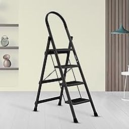 Plantex Steel Ladder for Home/Strong Foldable Wide 4 Step Ladder/Anti-Skid 4 Step Ladder - (Apex - Black)-image-56