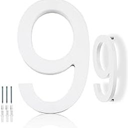 Hvatry House Numbers for Outside, White 6 inch Modern Floating Address Numbers for Front Door, Street, Apartment, Farmhouse, High Visibility Numbers Enhance Home's Exterior Charm(House Numbers 9)-image-61