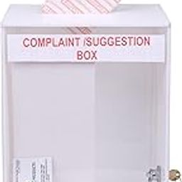 Rasper Acrylic Letter Box Wall Hanging for Home & Office Acrylic Mailbox with Lock Acrylic Suggestion Box for Office Acrylic Complaint Box for School (Wall Mounted) 12x9x4.5 Inches White &Transparent-12