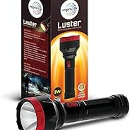 wipro Luster 3W Led Bright Rechargeable Torch |Emergency Torch Light |Li Ion Battery, Red and Black, ABS (Pack of 1,-21