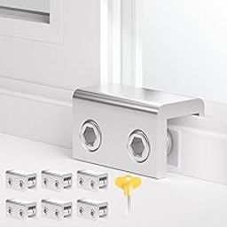 Window Locks, 6 Sets Sliding Window Locks, Window Locks for Horizontal Sliding Windows, Sliding Door Lock, Childproof Safety Window Lock Clamps Window Bar or Home School and Office Yellow-image-54