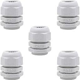 Electronic Spices 5pcs PG19 Cable Gland Waterproof Plastic Joint Adjustable Locknut White for 12mm-15mm Dia Cable Wire (PG 19)-image-0