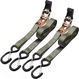HASTHIP® 2 Pack Ratchet Tie Down Straps, 4.5m Ratcheting Straps Cargo TieDowns, Cargo Straps for Trucks, Rubber Handles, Coated Metal Hooks, Carry Bag-picture-20