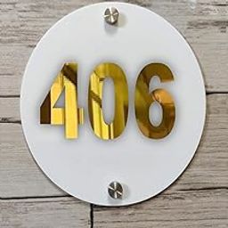 Room Number Plate No 406 | Mirror Gold with White Acrylic Number Plate with Double Side Tape On Backside-image-78