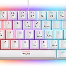 Ant Esports MK1200 Mini 60% Wired Mechanical Gaming Keyboard – Red Switch, Rainbow Backlit, 61 Keys, Anti-Ghosting, USB, Compact TKL – Compatible with Windows, macOS, PS5, Xbox, Laptop & PC (White)-0