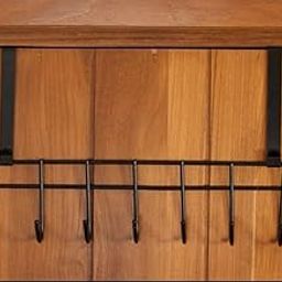 REVV UP Alloy Steel Over The Door Hook | Door Organizer | Drill Free Door Handing Hooks Suitable for Bathroom, Bedroom, Kitchen | Scarf, Coat, Towel Holder | Removable Door Hanger (Black)-50