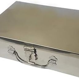 Stainless Steel Storage Boxes, Cash Peti, Pooja Peti,Organizer, Vanity Box,Safe Locker Box 11 Inch Storage Box (Steel) (Standard) L-8", W-11, H-3"-image-97