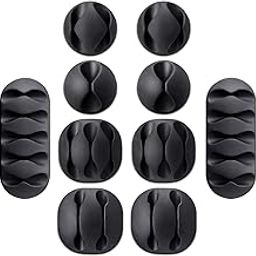 Dripdune Cable Wire Holder Protector Organizer Accessories Self Adhesive Cable Straps Hook| Wall Wire Clip | Loop Cable Ties for Home, Office, Car, Desktop, Laptop, Computer | Pack of 10 (Black)-image-89