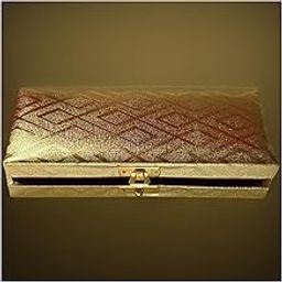MSGH DESIGNER PREMIUM MDF Wedding Box/Cash Box/Shagun Box/Decorative Box/Money Box/Gaddi Box (20X9X4CM) (Case Economical Golden check Box)-10