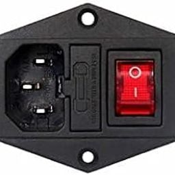SP Electron (Pack of 1) C14 10A 250V panel mount 3 pin male inlet module power supply socket with fuse slot and ON/OFF switch-26