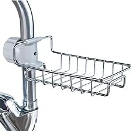Durigo Kitchen Sink Faucet Sponge Holder Caddy Organizer Over, Stainless Steel Heavy Duty Thickening Hanging Drain Rack for scrubbers, soap, Bathroom, Detachable no Suction Cup Bathroom soap Holder-image-63